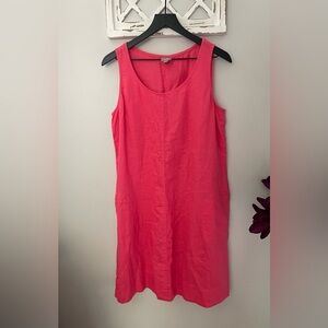 J. Jill 100%Linen Shift Dress In Pink/Coral/ Poppy Red Size M